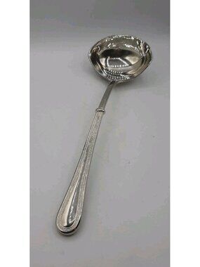 Vintage Elegant Silver Plated Double Spout Large Ladle Soup Stews 12 1/2 In Long